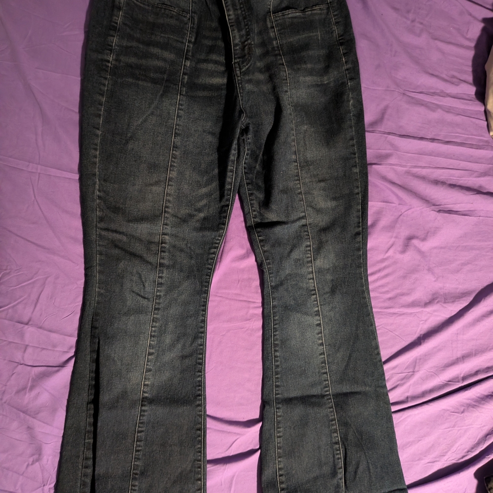 Elegant Charcoal Women's Flare Jeans
